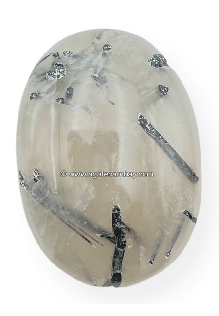 Black Rutilated Quartz Palm Stone
