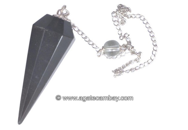 Black Tourmaline  Facetted Pendulum