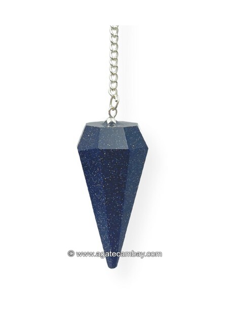 Blue Goldstone Facetted Pendulum