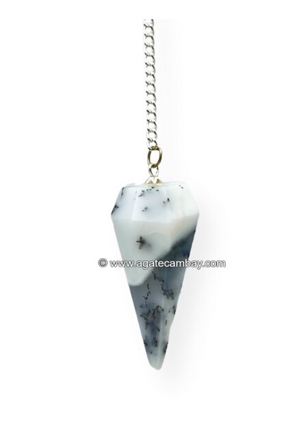 Dendrite Opal Facetted Pendulum