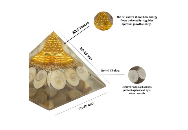 Gomati Chakra Orgonite Pyramid - Shree Yantra