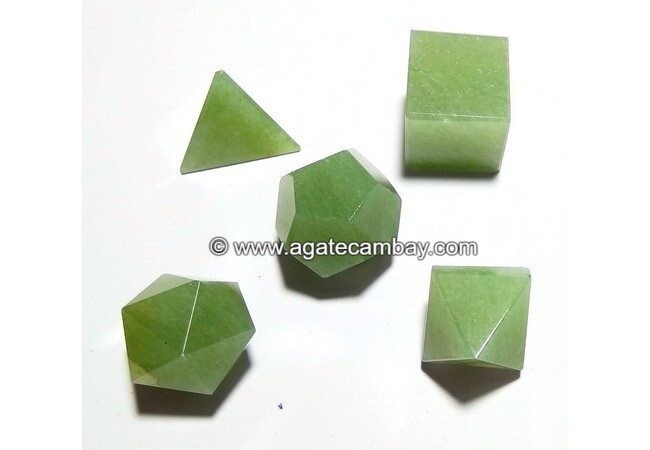 Green Aventurine Sacred Geometry 5 Pieces Sets