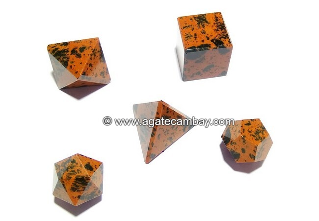 Mahogany Obsidian Sacred Geometry 5 Pieces Sets