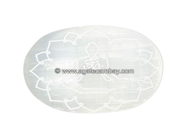 Selenite (Buddha Engraved) Palm Stone