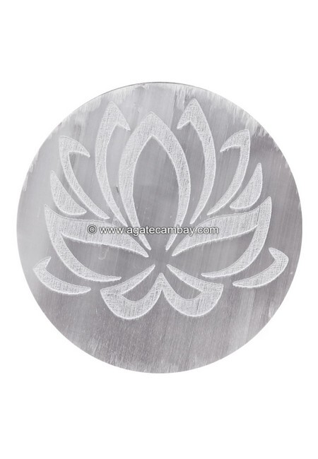 Selenite Plate Round-Lotus Flower Of Life