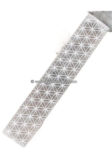 Selenite Rectangle Plate-Flower Of Life