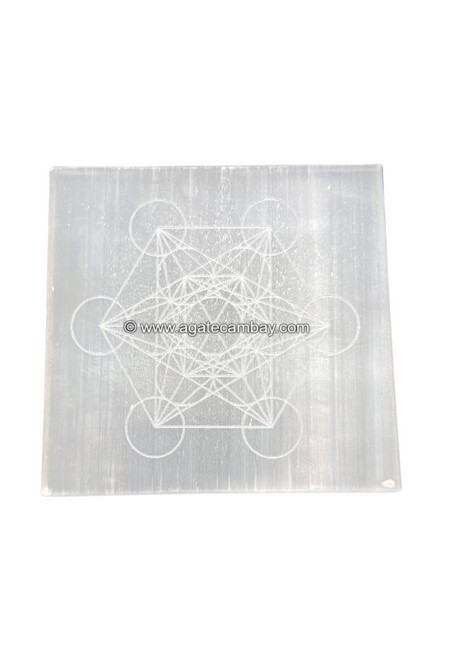 Selenite Square Plate - Metatron