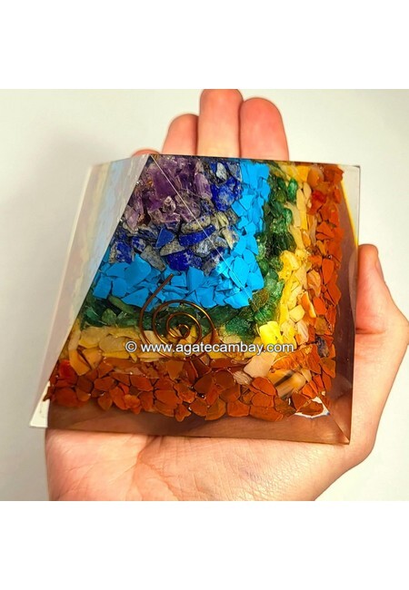 Seven Chakra with Turquoise Orgonite Pyramid