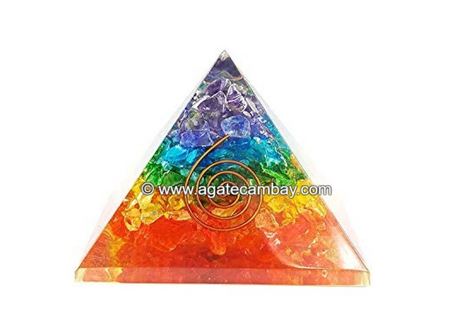 Seven Chakra with Onyx Orgonite Pyramid