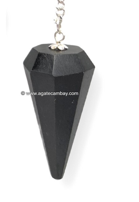Shungite Facetted Pendulum