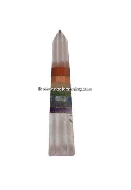 Clear Quartz With Chakra Bonded Obelisk