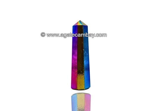 Titanium Aura Quartz Obelisk