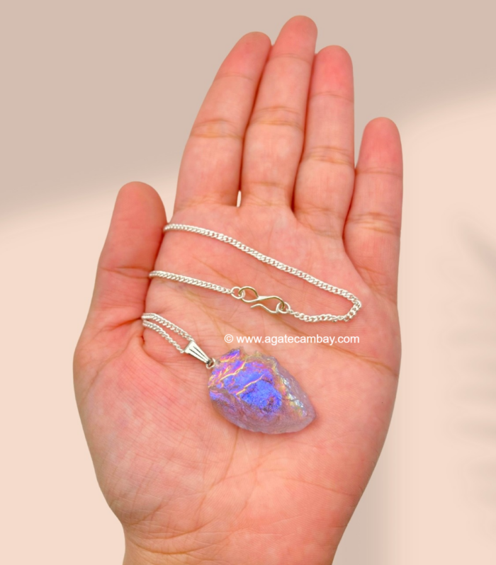 Amethyst Arrow Angel Aura Pendant With Chain