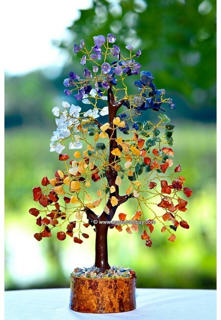 7-Chakra Stone Tree with Golden Wire (300 Chips)