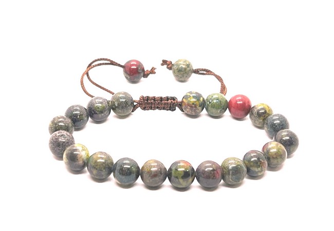 African Bloodstone Single Stone Dori Bracelet- 8 mm