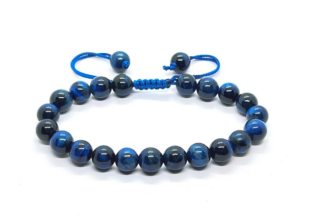 Blue Tiger Star Cats Eye Single Stone Dori Bracelet- 8 mm