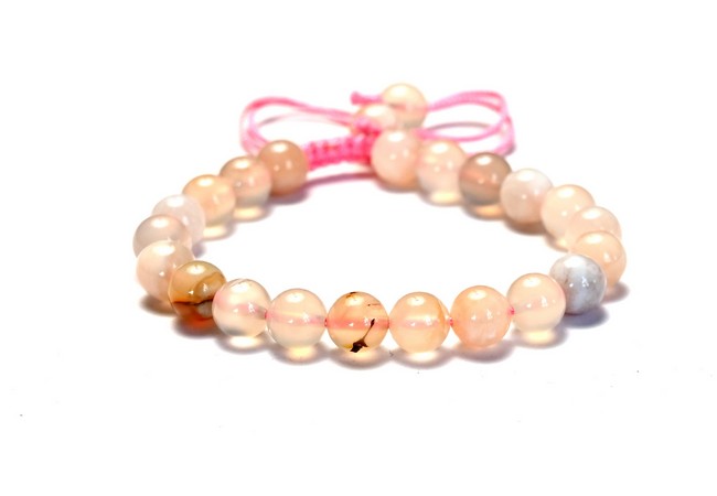 Canadian Flower Agate Single Stone Dori Bracelet- 8 mm