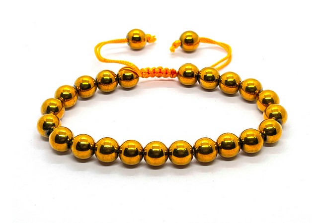 Golden Hematite Single Stone Dori Bracelet- 8 mm