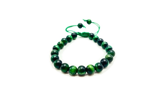 Green Tiger Single Stone Dori Bracelet- 8 mm