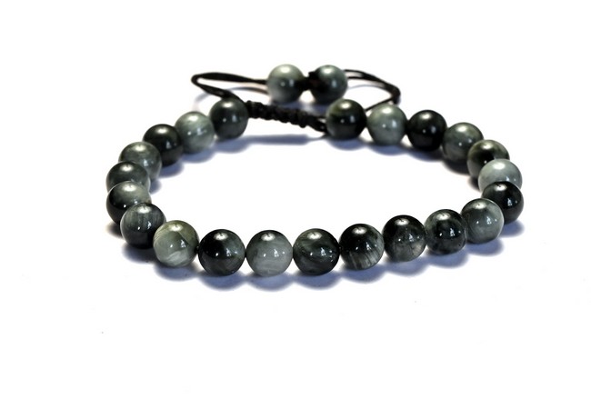 Grey Cats Eye Single Stone Dori Bracelet- 8 mm