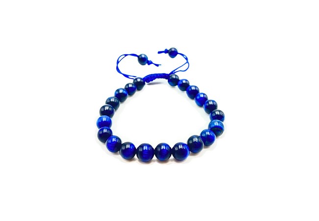 Light Blue Star Tiger Cats Eye Single Stone Dori Bracelet- 8 mm