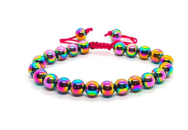 Mystic Hematite (Aura) Single Stone Dori Bracelet- 8 mm