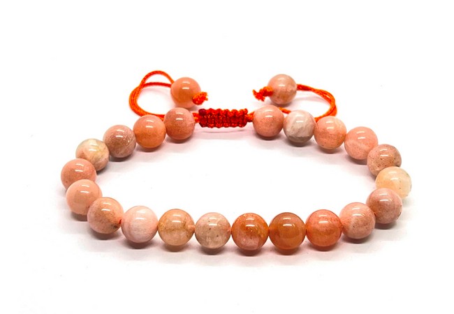 Peach Moonstone Single Stone Dori Bracelet- 8 mm