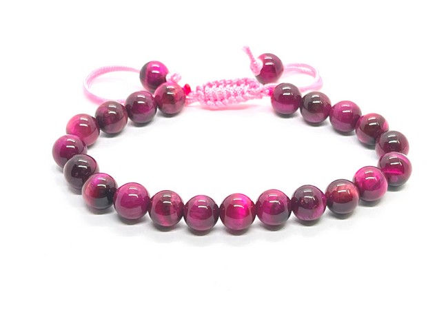 Pink Tiger Star Cats Eye Single Stone Dori Bracelet- 8 mm