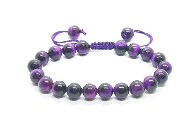 Purple Tiger Cats Eye Star Single Stone Dori Bracelet- 8 mm