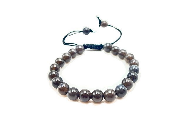 Silver Obsidian Single Stone Dori Bracelet- 8 mm